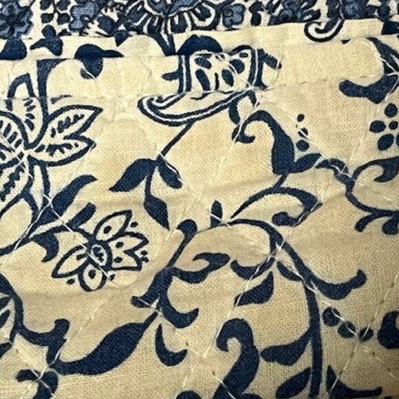 Lily Waters Expressions Quilted Floral Shoulder Zip Bag Blue White - Picture 11 of 16